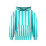 Vertical Stripes - White and Aqua Cyan Kid s Pullover Hoodie