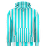 Vertical Stripes - White and Aqua Cyan Men s Zipper Hoodie