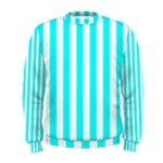 Vertical Stripes - White and Aqua Cyan Men s Sweatshirt