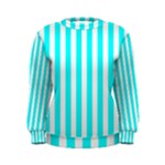 Vertical Stripes - White and Aqua Cyan Women s Sweatshirt