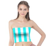 Vertical Stripes - White and Aqua Cyan Tube Top