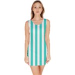 Vertical Stripes - White and Turquoise Bodycon Dress