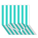 Vertical Stripes - White and Turquoise Heart Bottom 3D Greeting Card (7x5)