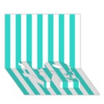 Vertical Stripes - White and Turquoise LOVE Bottom 3D Greeting Card (7x5)