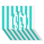 Vertical Stripes - White and Turquoise Peace Sign 3D Greeting Card (7x5)