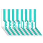 Vertical Stripes - White and Turquoise BEST BRO 3D Greeting Card (8x4)