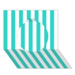 Vertical Stripes - White and Turquoise Circle 3D Greeting Card (7x5)