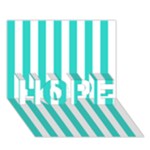 Vertical Stripes - White and Turquoise HOPE 3D Greeting Card (7x5)