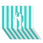 Vertical Stripes - White and Turquoise Ribbon 3D Greeting Card (7x5)