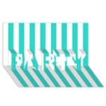 Vertical Stripes - White and Turquoise PARTY 3D Greeting Card (8x4)