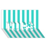 Vertical Stripes - White and Turquoise HUGS 3D Greeting Card (8x4)