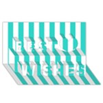 Vertical Stripes - White and Turquoise Best Wish 3D Greeting Card (8x4)