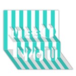 Vertical Stripes - White and Turquoise Miss You 3D Greeting Card (7x5)