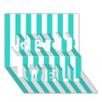 Vertical Stripes - White and Turquoise Get Well 3D Greeting Card (7x5)