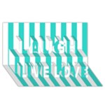 Vertical Stripes - White and Turquoise Laugh Live Love 3D Greeting Card (8x4)