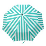 Vertical Stripes - White and Turquoise Folding Umbrella