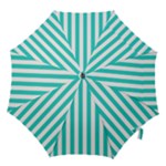 Vertical Stripes - White and Turquoise Hook Handle Umbrella (Medium)