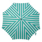 Vertical Stripes - White and Turquoise Hook Handle Umbrella (Small)