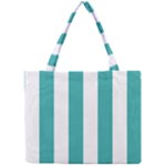 Vertical Stripes - White and Verdigris Mini Tote Bag