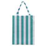 Vertical Stripes - White and Verdigris Classic Tote Bag