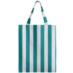 Vertical Stripes - White and Verdigris Zipper Classic Tote Bag