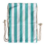 Vertical Stripes - White and Verdigris Drawstring Bag (Large)