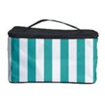 Vertical Stripes - White and Verdigris Cosmetic Storage Case