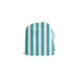 Vertical Stripes - White and Verdigris Drawstring Pouch (XS)