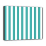 Vertical Stripes - White and Verdigris Deluxe Canvas 24  x 20  (Stretched)