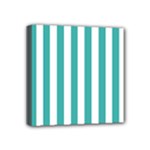 Vertical Stripes - White and Verdigris Mini Canvas 4  x 4  (Stretched)