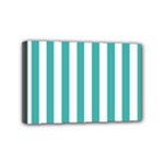 Vertical Stripes - White and Verdigris Mini Canvas 6  x 4  (Stretched)