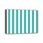 Vertical Stripes - White and Verdigris Mini Canvas 7  x 5  (Stretched)