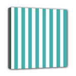 Vertical Stripes - White and Verdigris Mini Canvas 8  x 8  (Stretched)