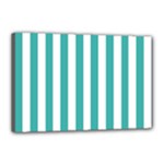 Vertical Stripes - White and Verdigris Canvas 18  x 12  (Stretched)