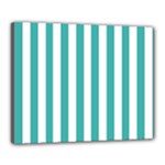 Vertical Stripes - White and Verdigris Canvas 20  x 16  (Stretched)