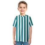 Vertical Stripes - White and Teal Kid s Sport Mesh Tee