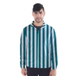 Vertical Stripes - White and Teal Wind Breaker (Men)