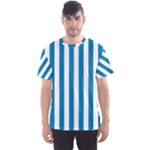 Vertical Stripes - White and Cerulean Men s Sport Mesh Tee