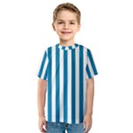 Vertical Stripes - White and Cerulean Kid s Sport Mesh Tee