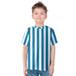 Vertical Stripes - White and Cerulean Kid s Cotton Tee