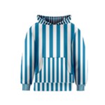 Vertical Stripes - White and Cerulean Kid s Pullover Hoodie