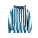 Vertical Stripes - White and Cerulean Kid s Zipper Hoodie