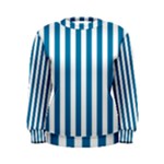 Vertical Stripes - White and Cerulean Women s Sweatshirt