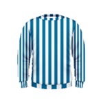 Vertical Stripes - White and Cerulean Kid s Sweatshirt