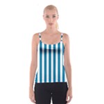 Vertical Stripes - White and Cerulean Spaghetti Strap Top