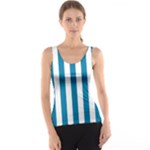 Vertical Stripes - White and Cerulean Tank Top