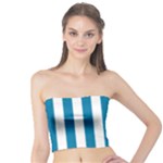 Vertical Stripes - White and Cerulean Tube Top