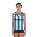 Vertical Stripes - White and Cerulean Women s Sport Tank Top