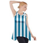 Vertical Stripes - White and Cerulean Side Drop Tank Tunic