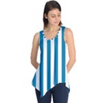 Vertical Stripes - White and Cerulean Sleeveless Tunic